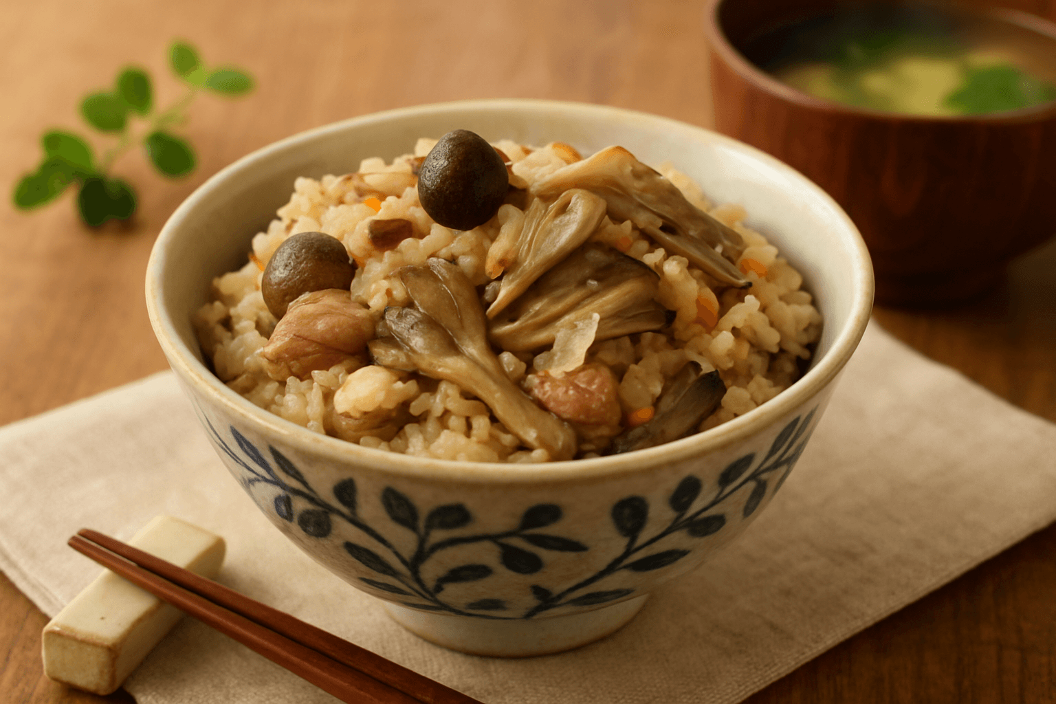 Mushroom and Chicken Rice Cooker Rice finished dish