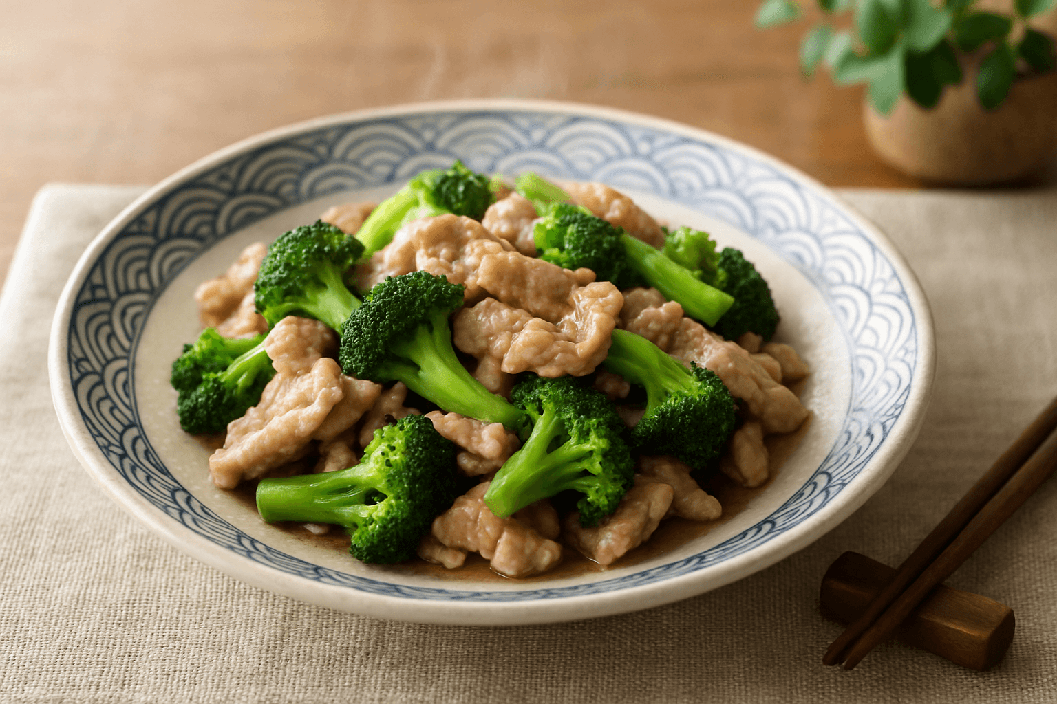 ブロッコリーと豚こま肉の中華炒めの完成写真