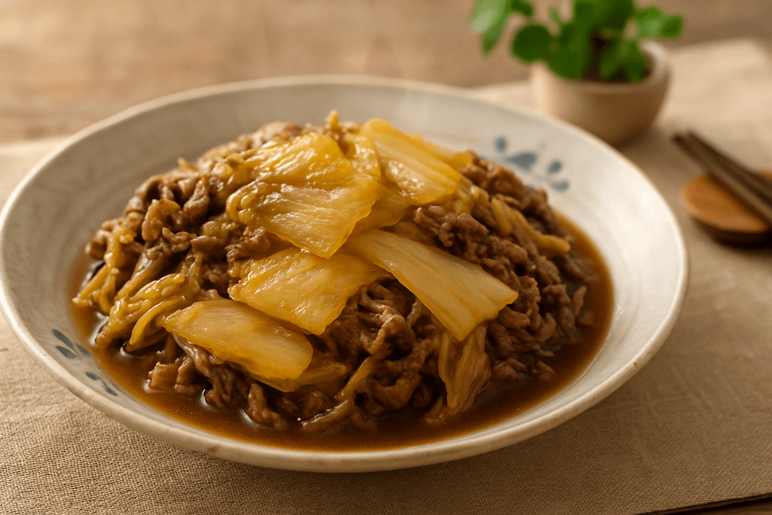 白菜と牛肉の煮込みの完成写真
