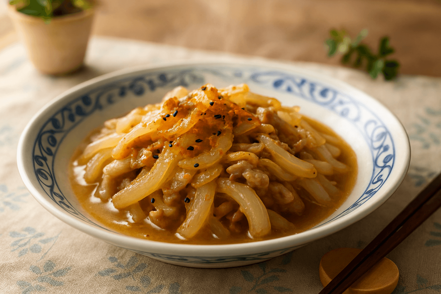 新玉ねぎと豚肉の炒め煮の完成写真