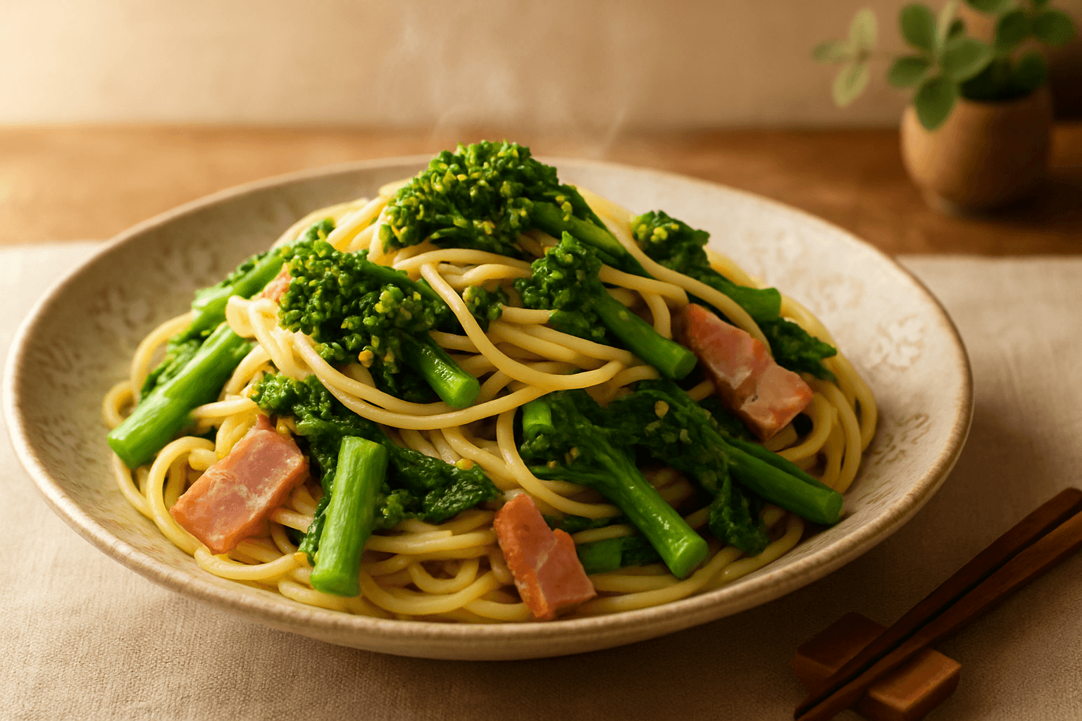 菜の花のパスタの完成写真
