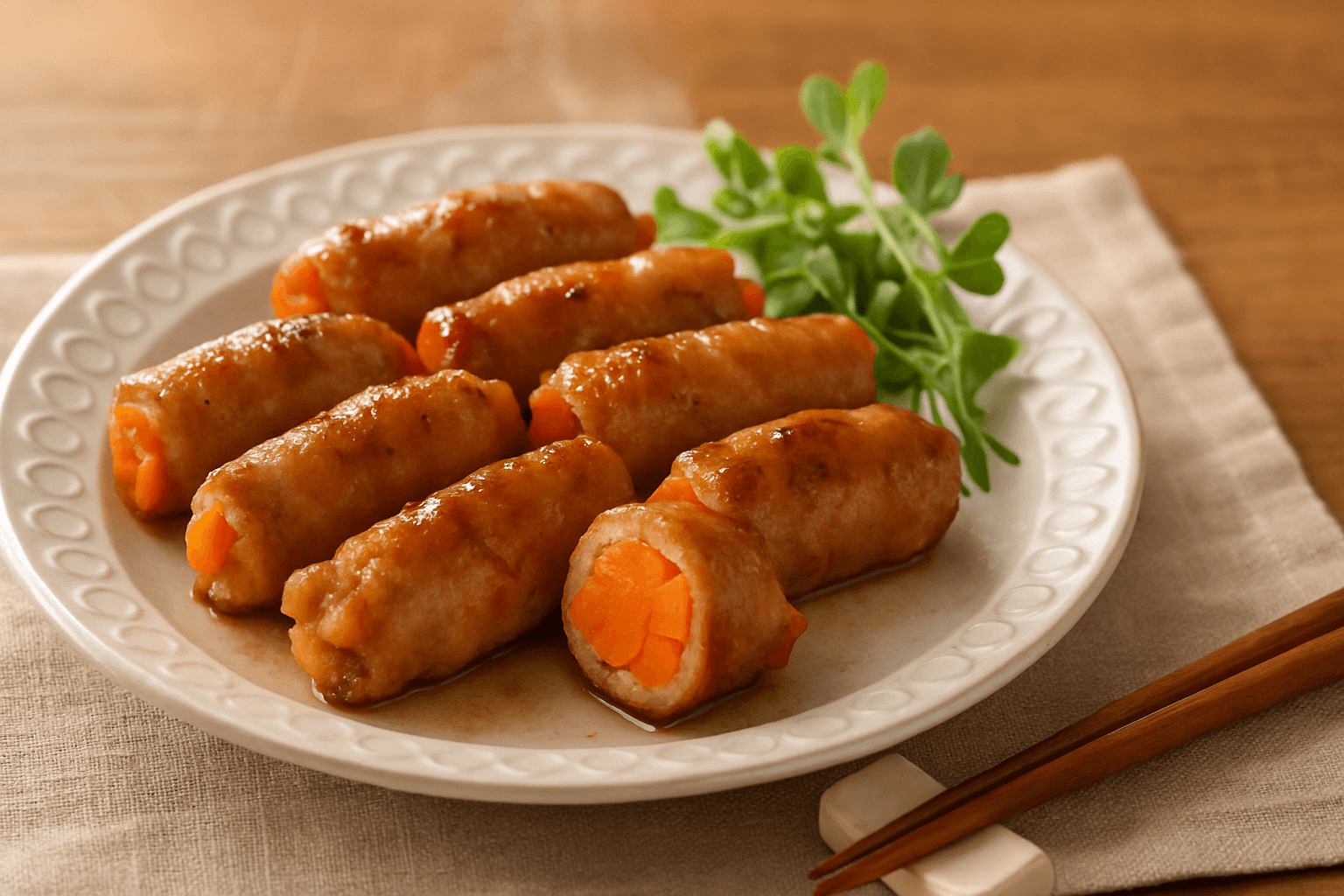 豚肉の人参巻きの完成写真