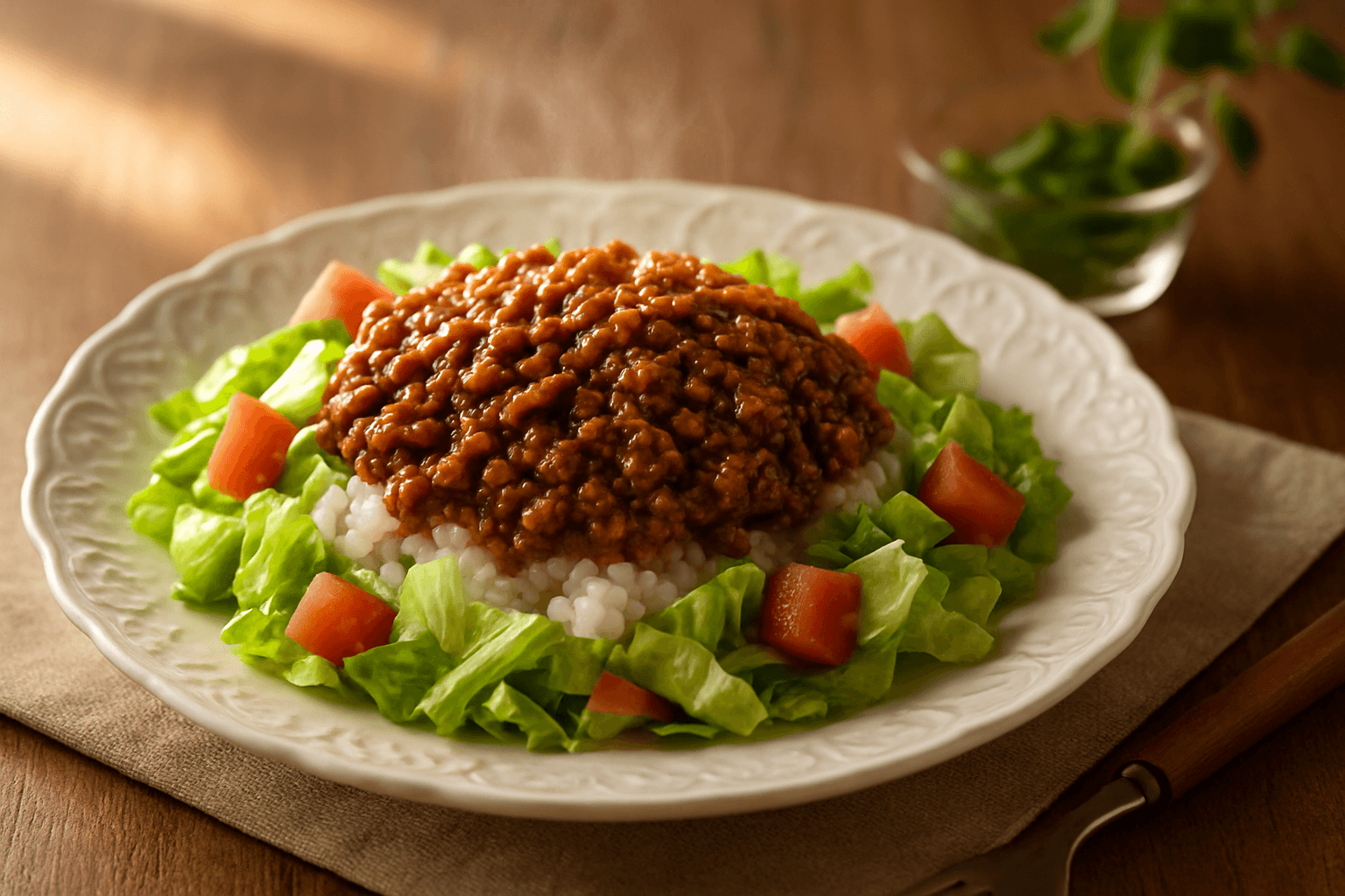 Taco Rice finished dish