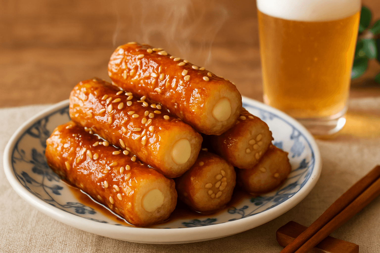 チーズ入りちくわの甘辛焼きの完成写真