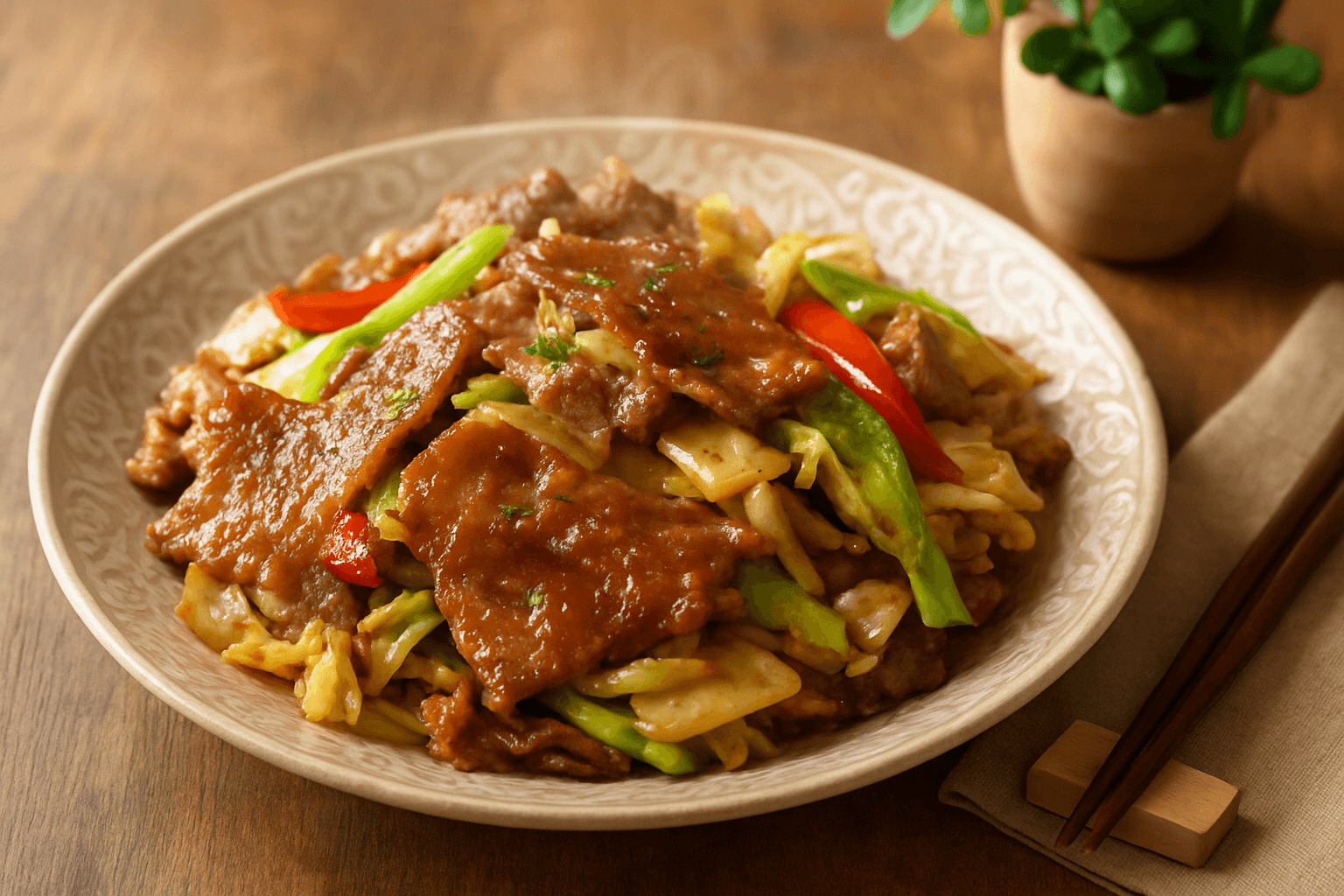 Beef and Cabbage Stamina Stir-Fry finished dish
