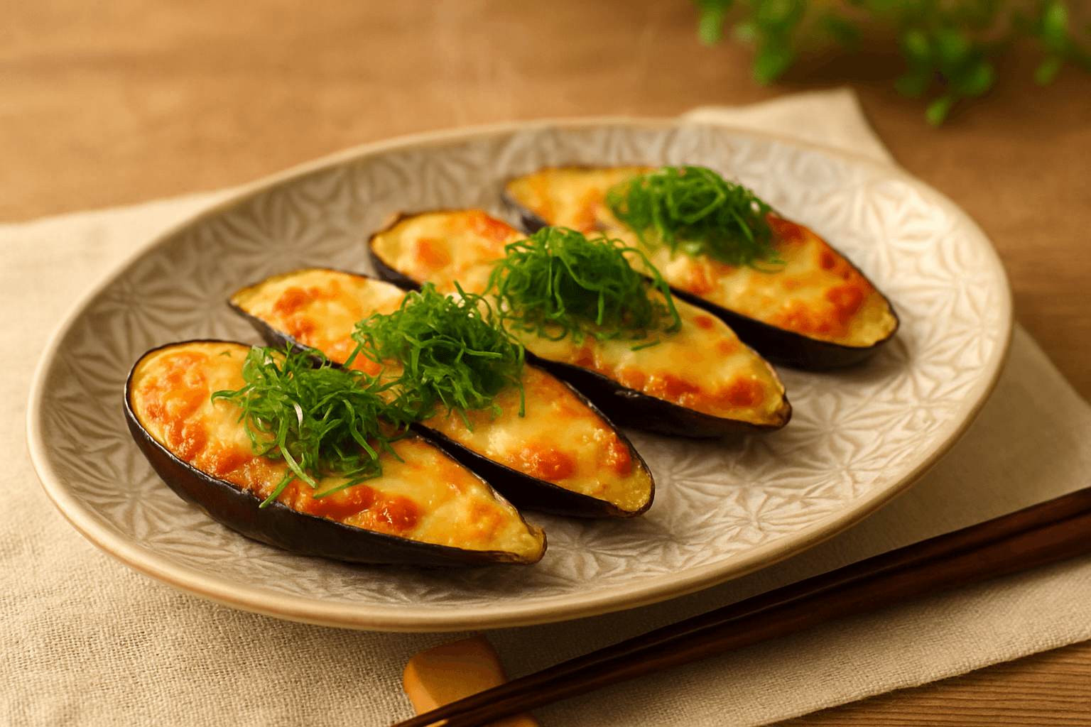 ナスの味噌チーズ焼きの完成写真