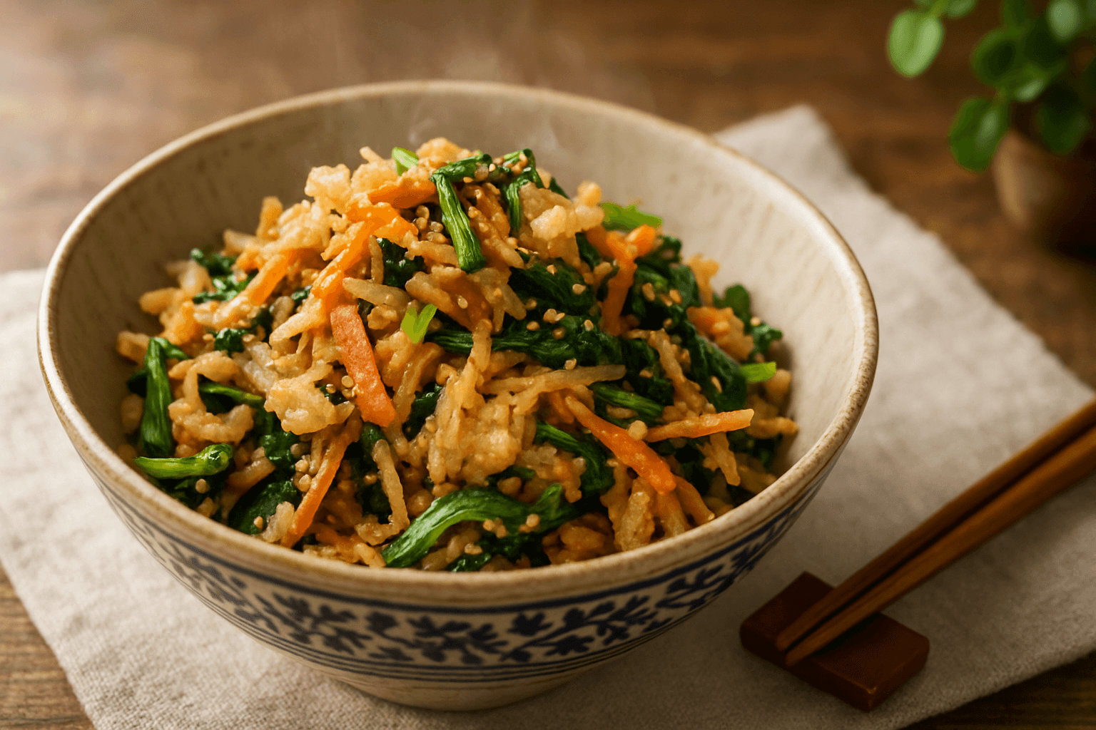 切干大根とほうれん草のゴマ和えの完成写真