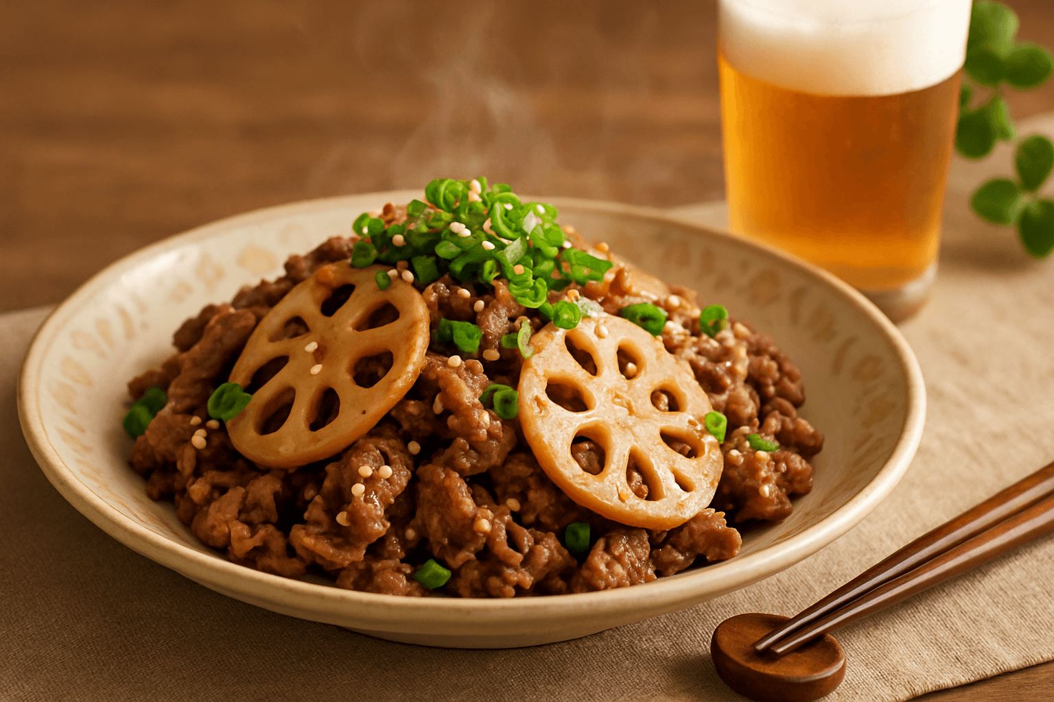 Beef and Lotus Root Sweet and Spicy Stir-Fry finished dish