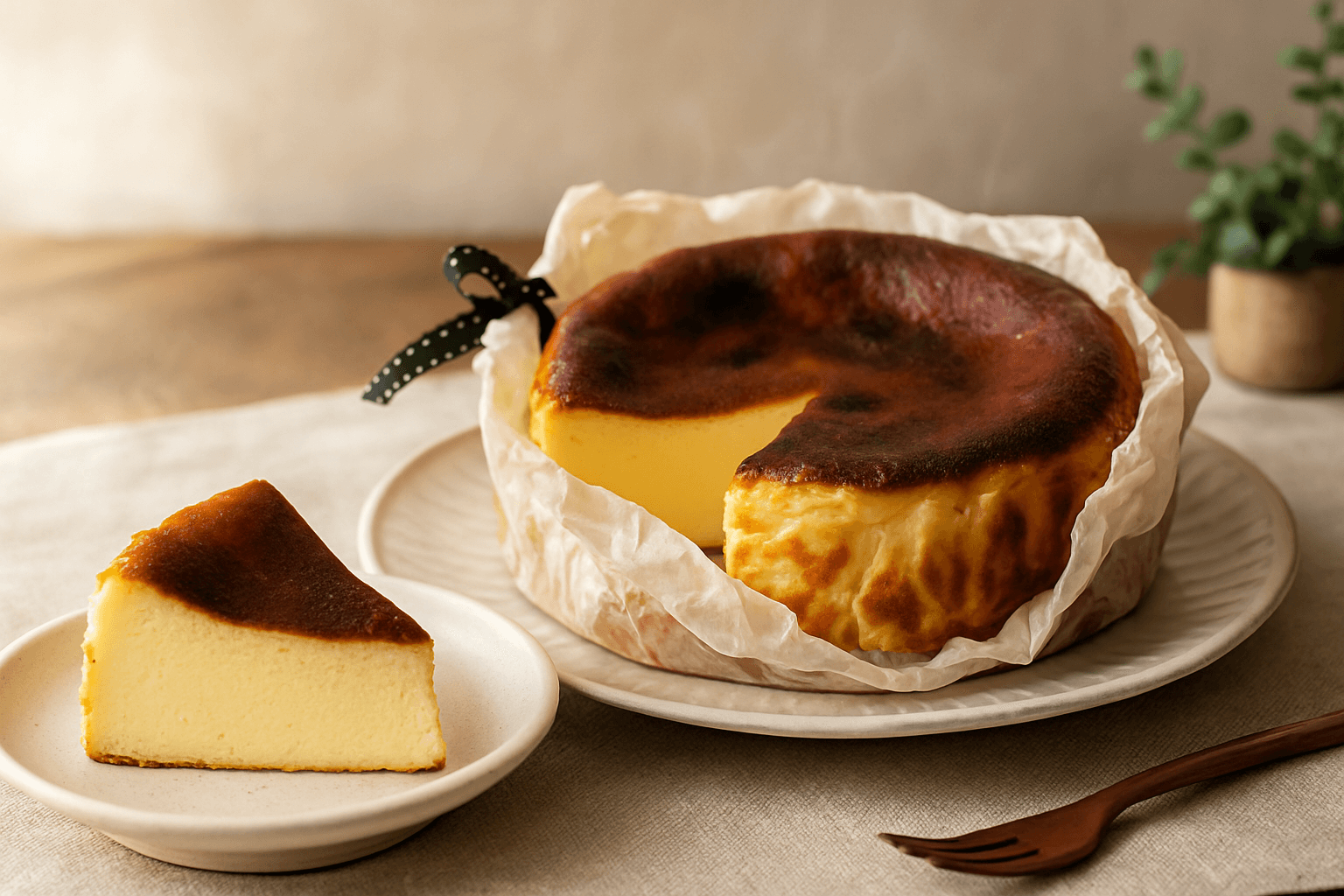 Basque Cheesecake finished dish