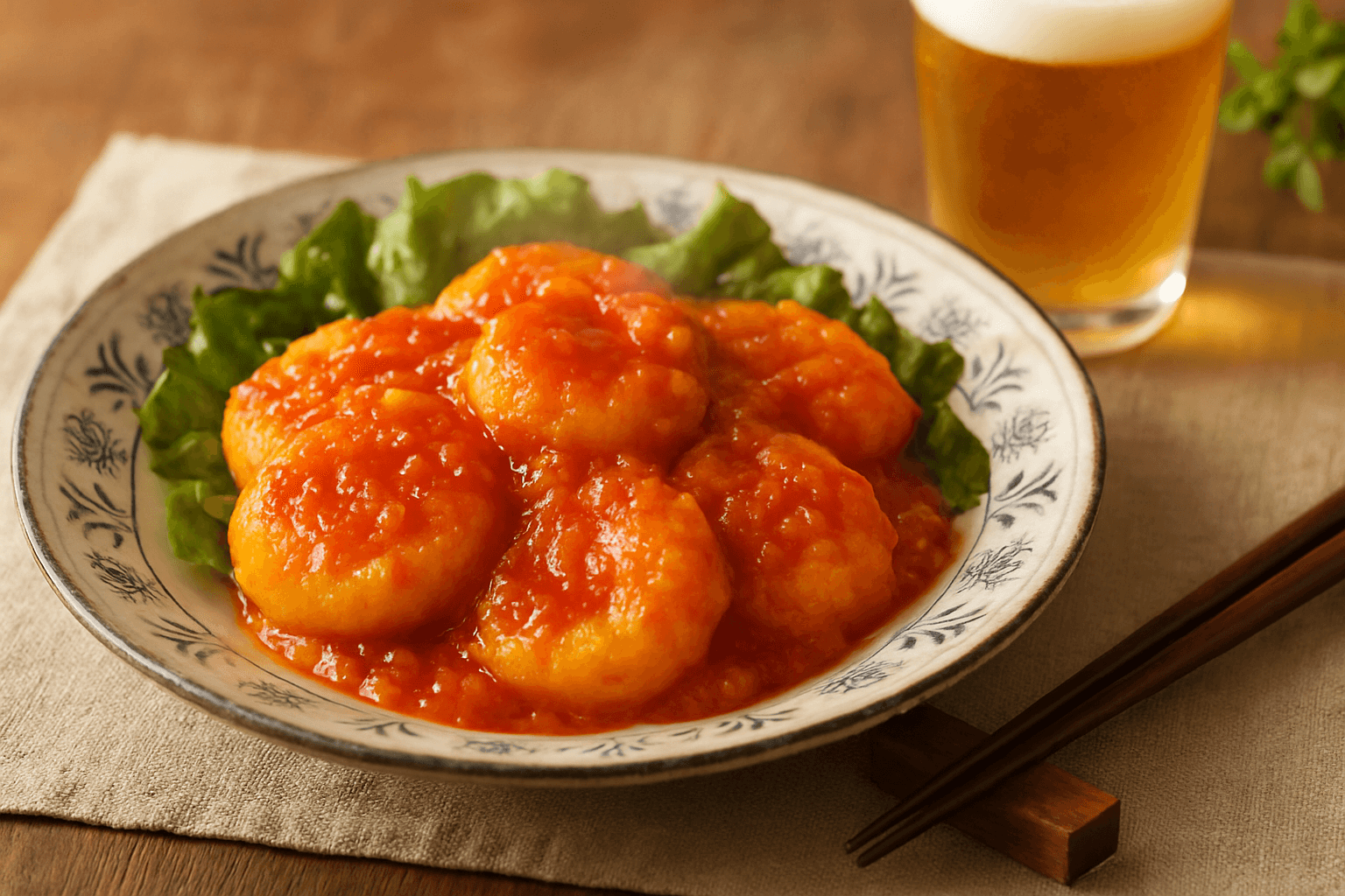 Okara Shrimp Chili Style finished dish