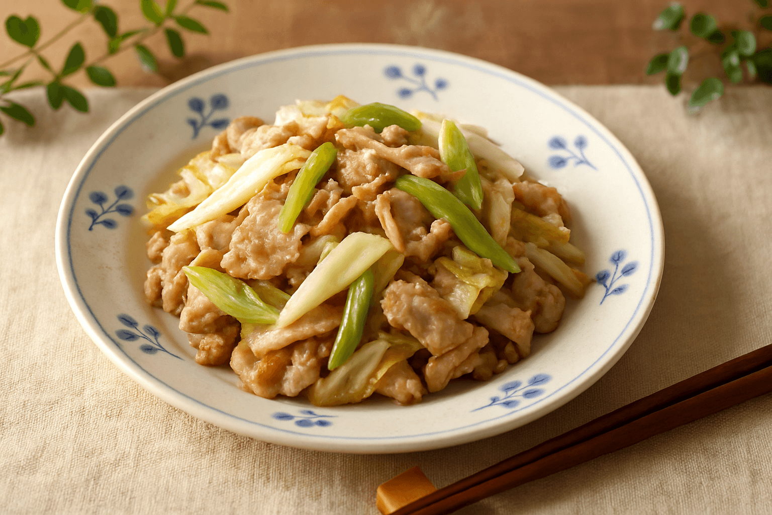 豚こまのねぎ塩炒めの完成写真