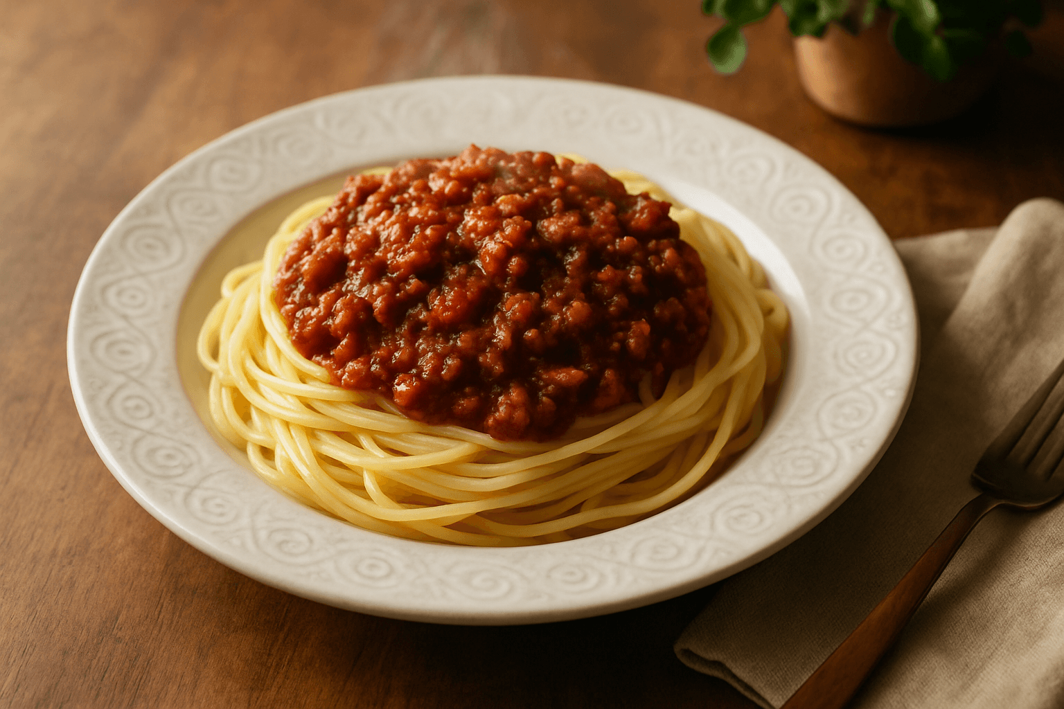 スパゲッティ ミートソースの完成写真