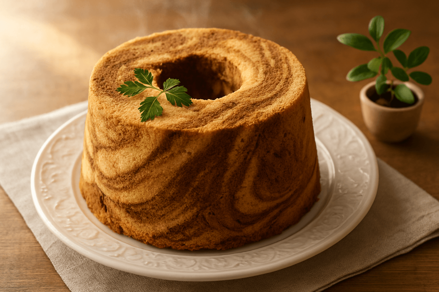 Coffee Marble Chiffon Cake finished dish