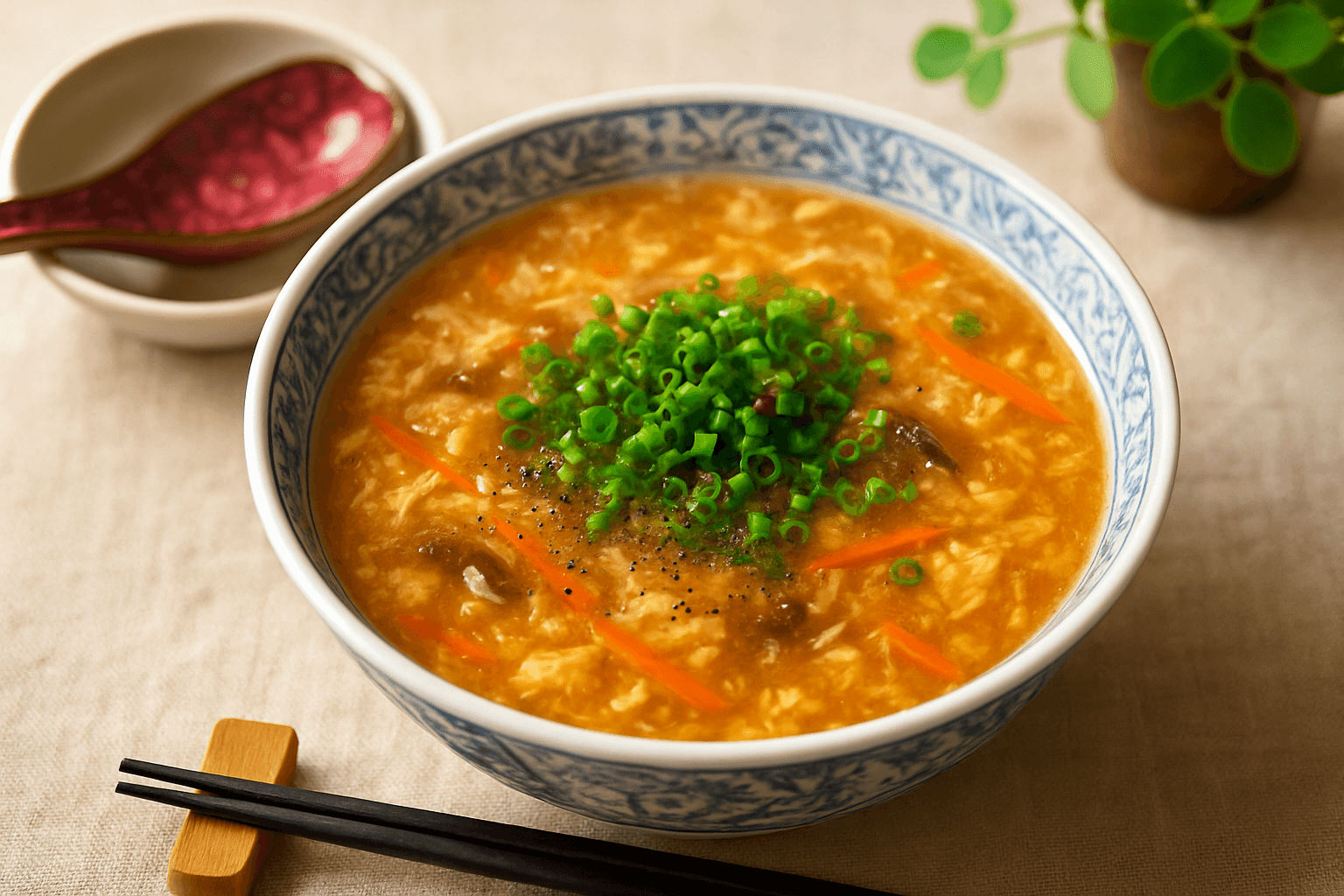 Hot and Sour Soup (Sour and Spicy) finished dish