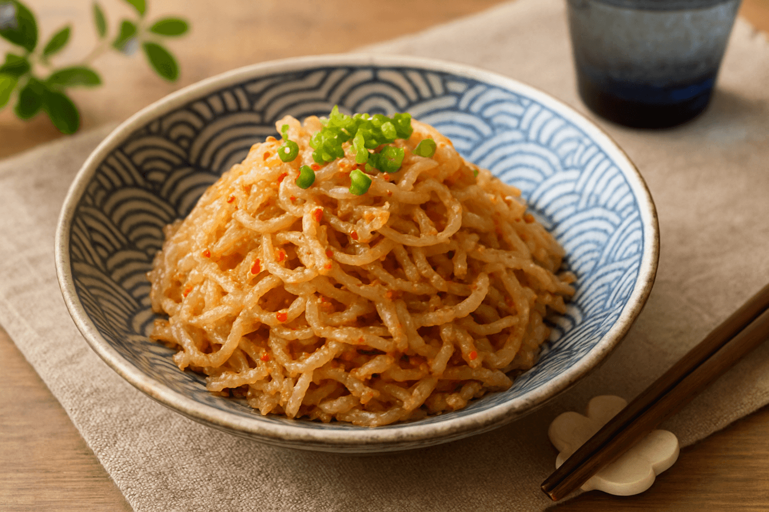 明太糸こんにゃく炒めの完成写真