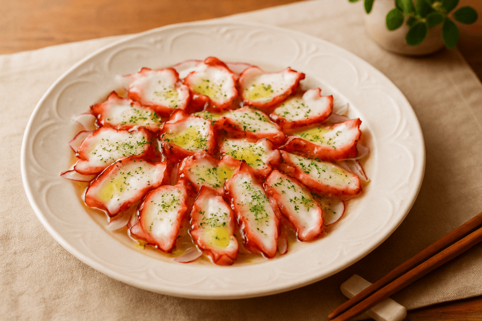 Octopus Carpaccio finished dish