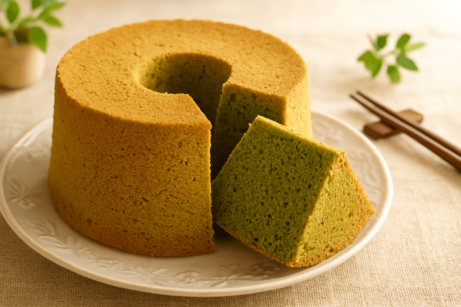 抹茶シフォンケーキの完成写真