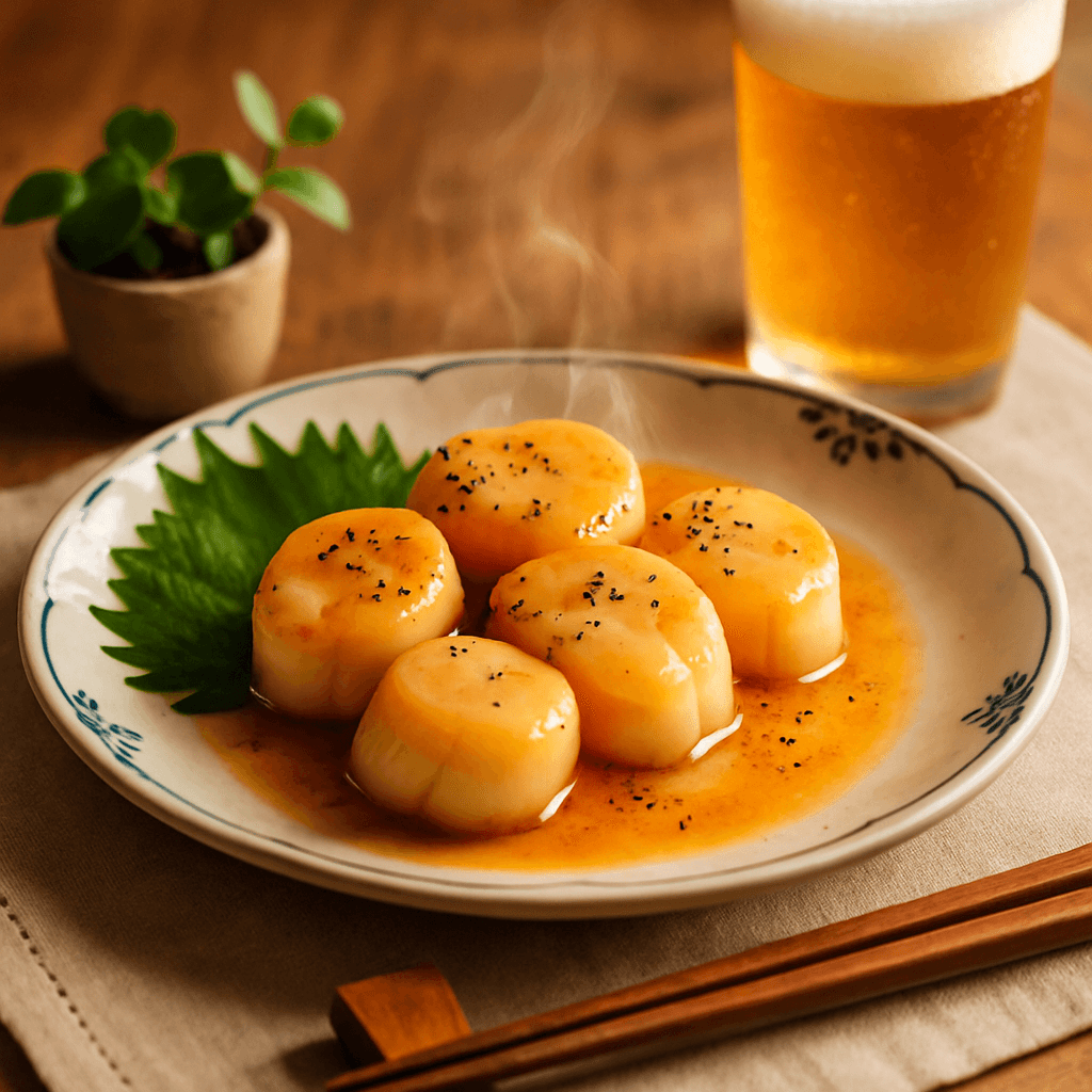 Scallops with Butter (Hotate Bata Yaki) finished dish