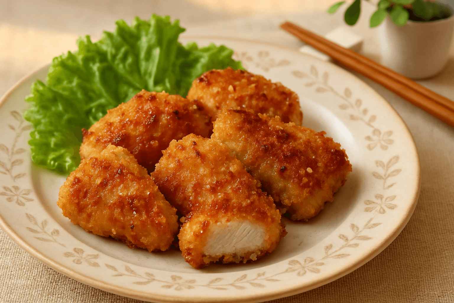 Garlic Soy Sesame Panko Chicken finished dish