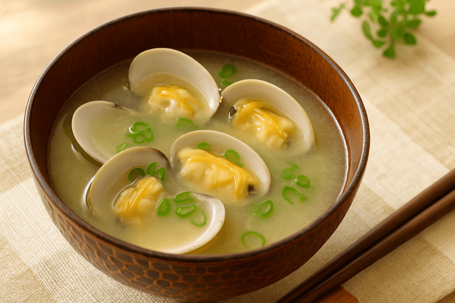 Clam Miso Soup finished dish