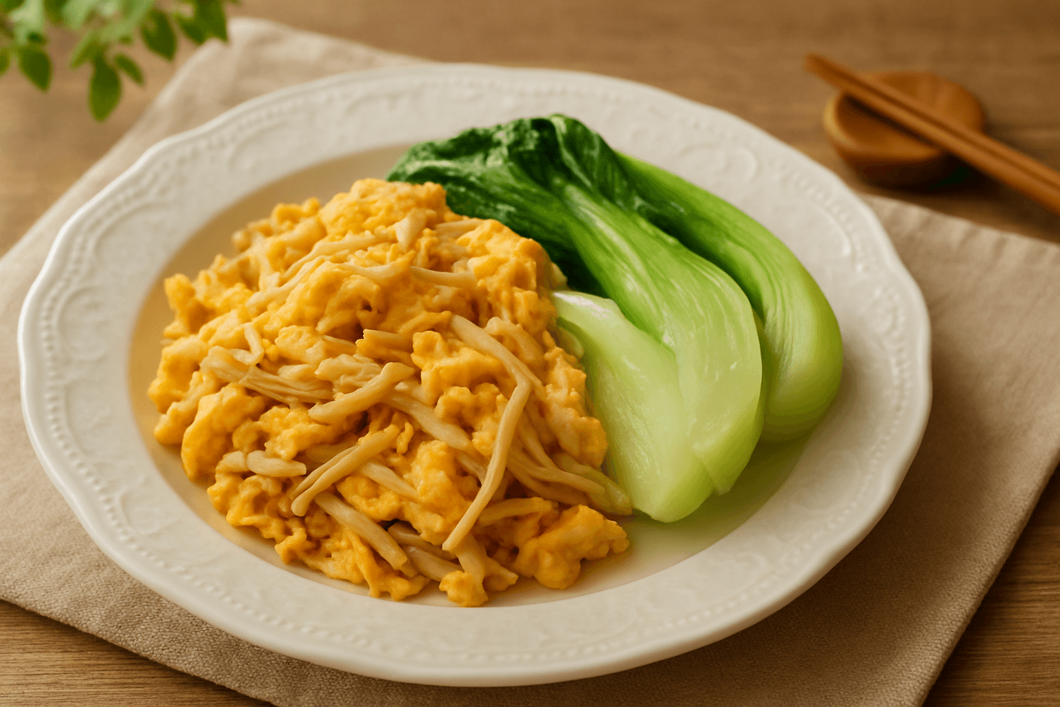 Enoki and Egg Stir-Fry finished dish