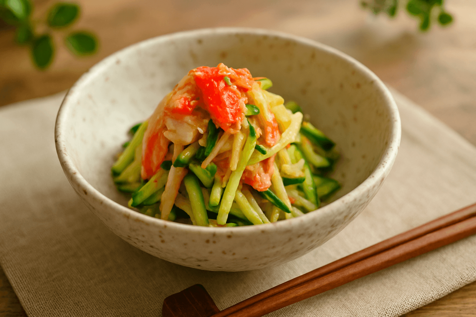 きゅうりとカニかまの中華風ごま酢あえの完成写真