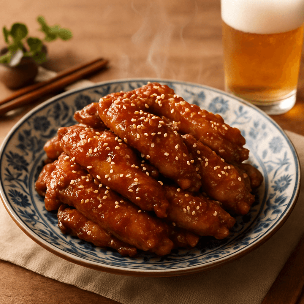 鶏手羽中の甘辛焼きの完成写真