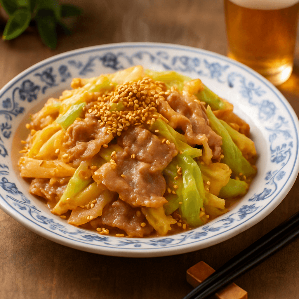 Pork Belly and Cabbage Miso Stir-Fry finished dish