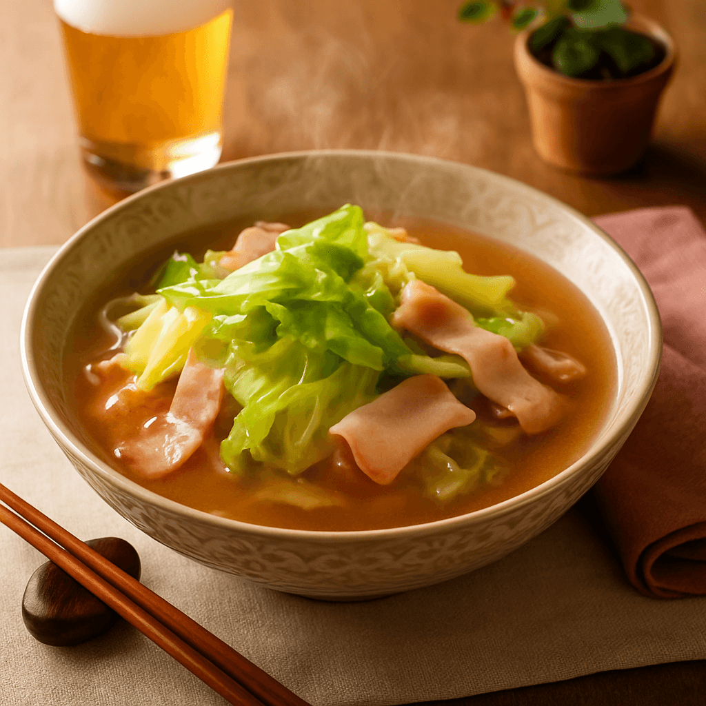 春キャベツとベーコンの煮物の完成写真