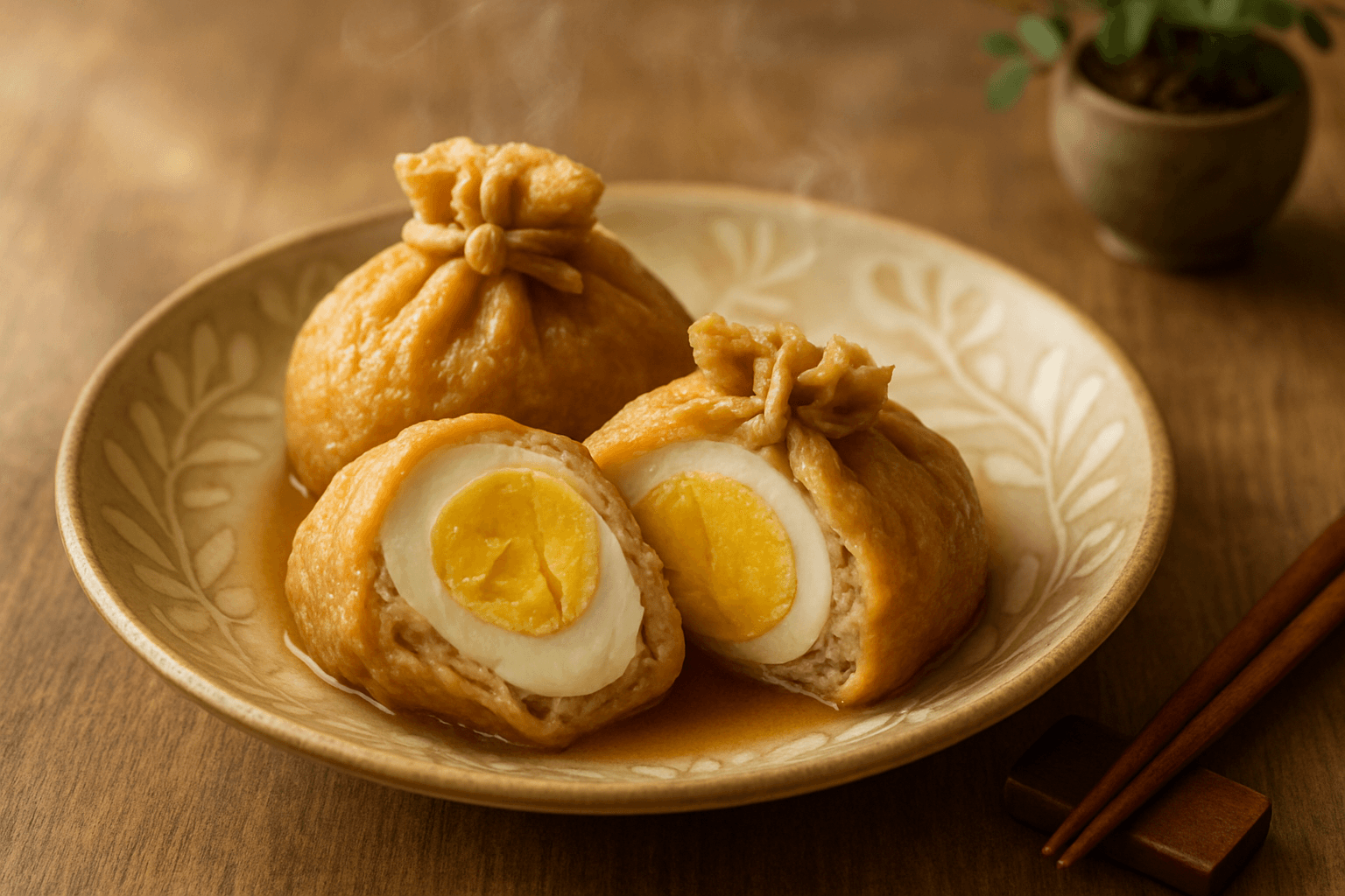 油揚げ巾着煮の完成写真