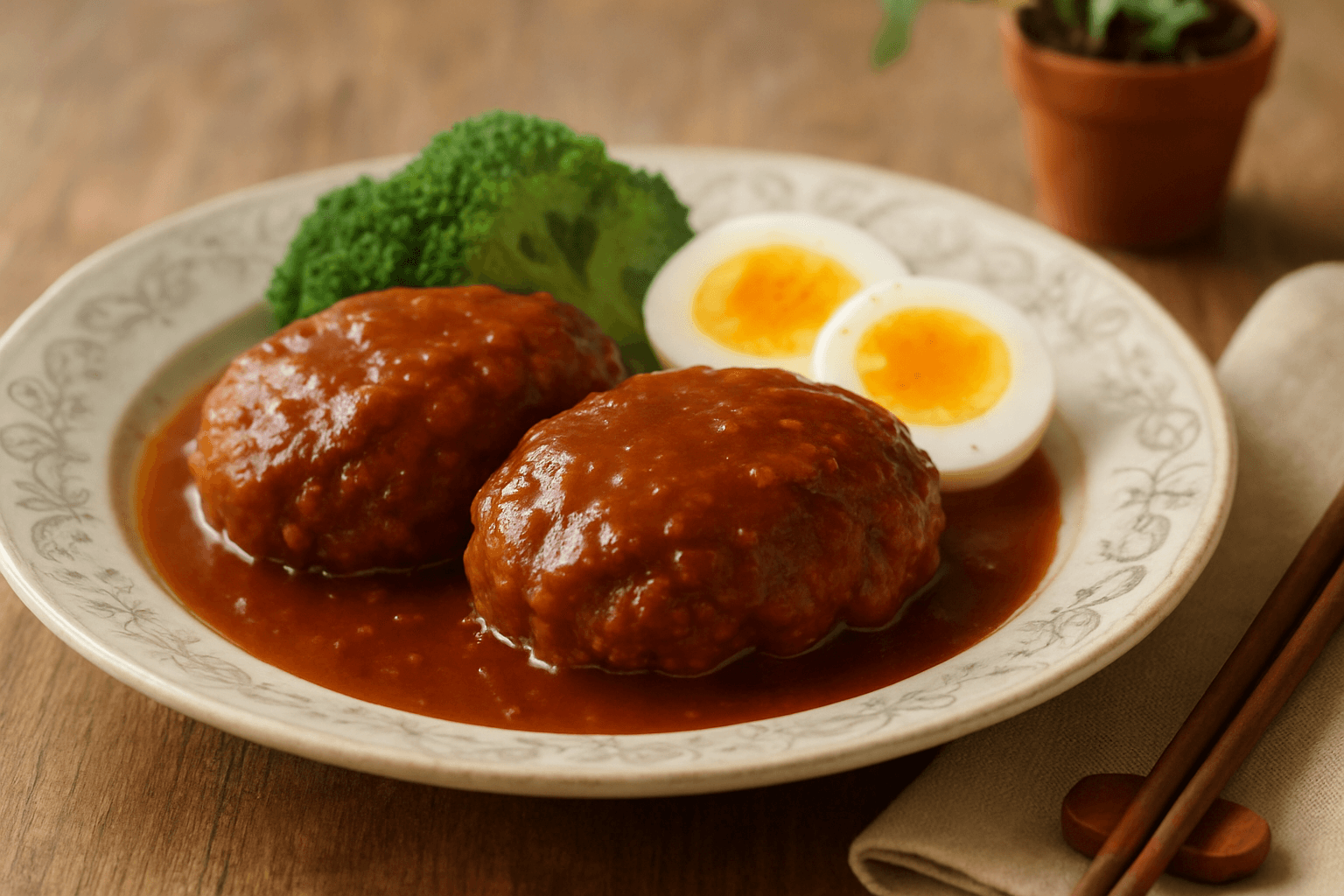 煮込みハンバーグの完成写真